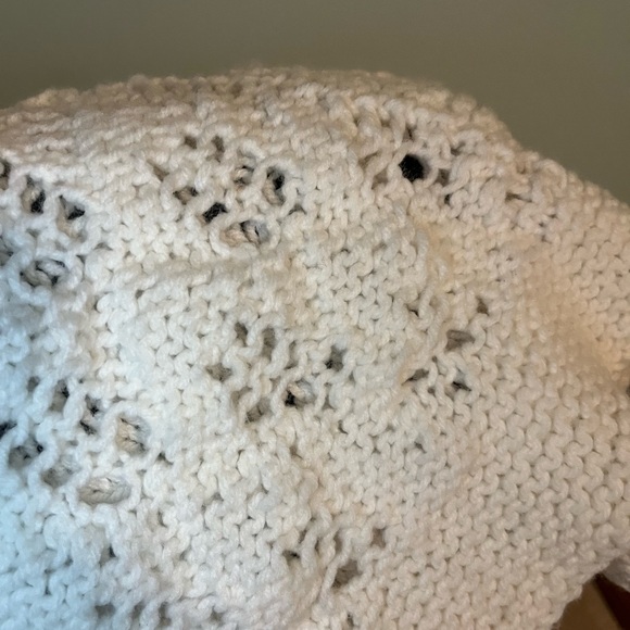 Hand crafted afghan in white. 36” x 54” great neutral can be used in any room. - Picture 2 of 6